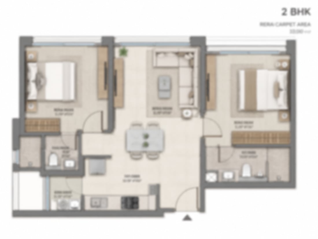Rustomjee Ozone Skye 2 BHK floor plan